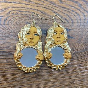 Handmade polymer clay earrings - Medusa with mirror